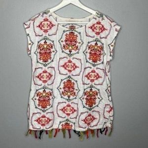 Soft Surroundings Embroidered Fringe‎ Top